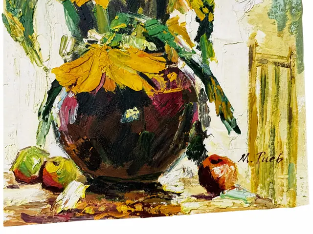 Sunflower Still Life Oil on Canvas, Unframed - signature