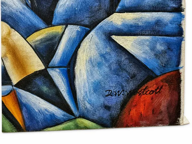 Cubist Style Oil on Canvas, Two Figures, Signed D.W. Westcott, Unframed - signature