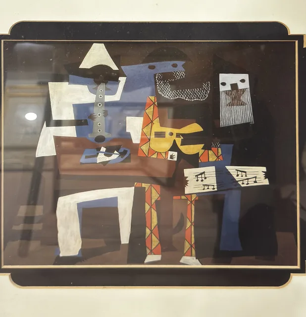 Cubist Musicians, Layered Shadowbox Print, Black Frame - detail