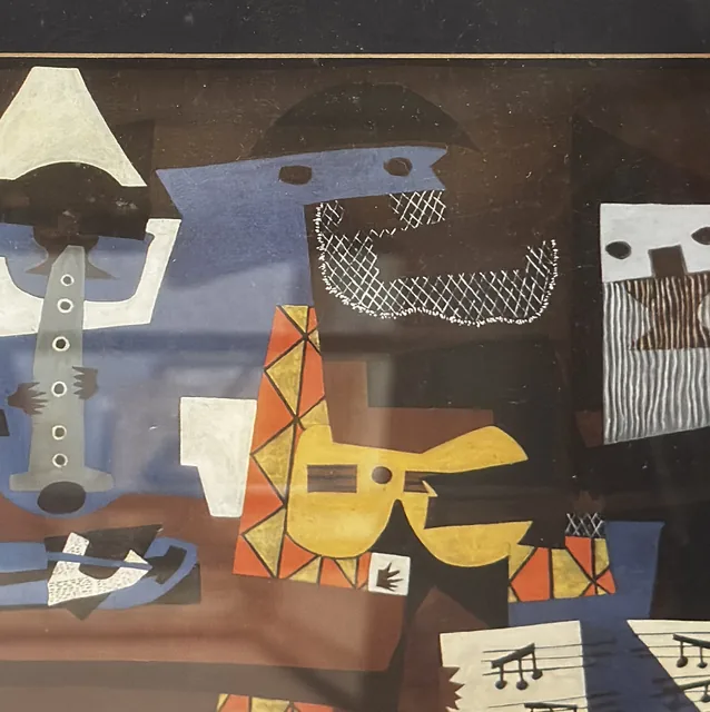 Cubist Musicians, Layered Shadowbox Print, Black Frame - detail