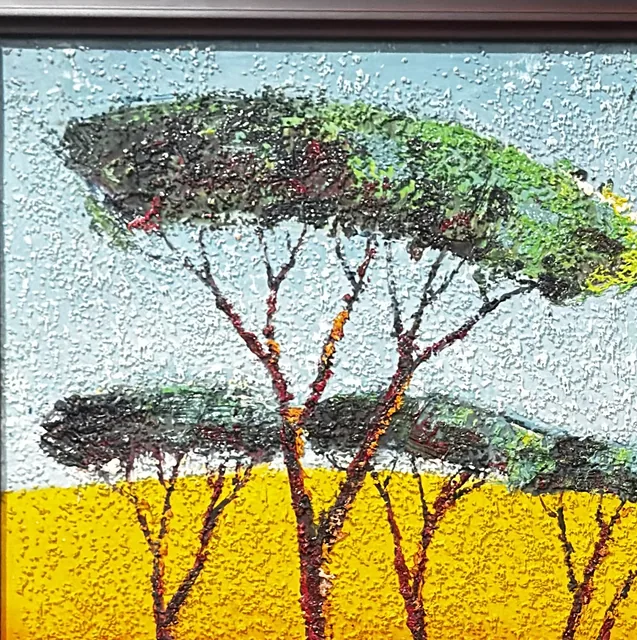 Tuscan Pines Above Blossoming Fields, Framed - detail