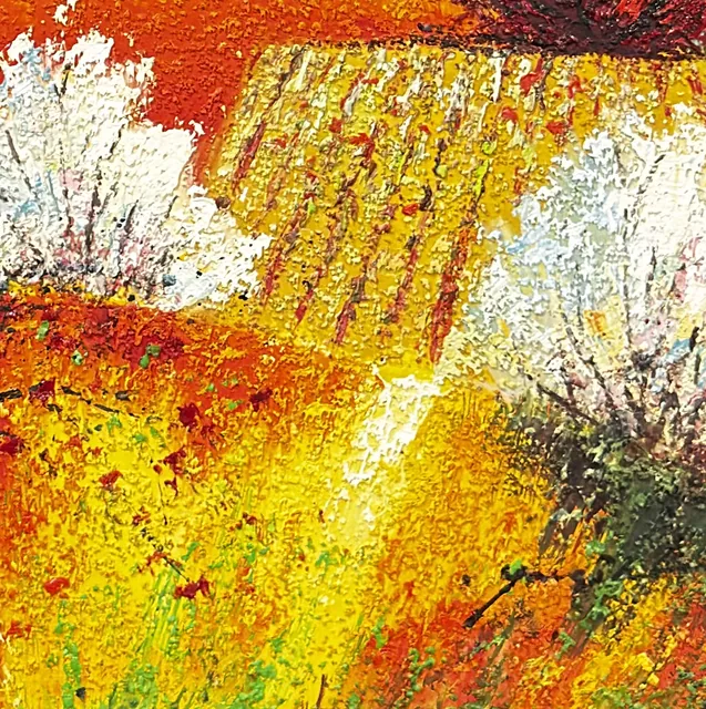 Tuscan Pines Above Blossoming Fields, Framed - detail