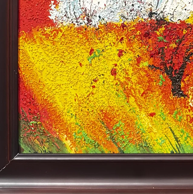 Tuscan Pines Above Blossoming Fields, Framed - detail