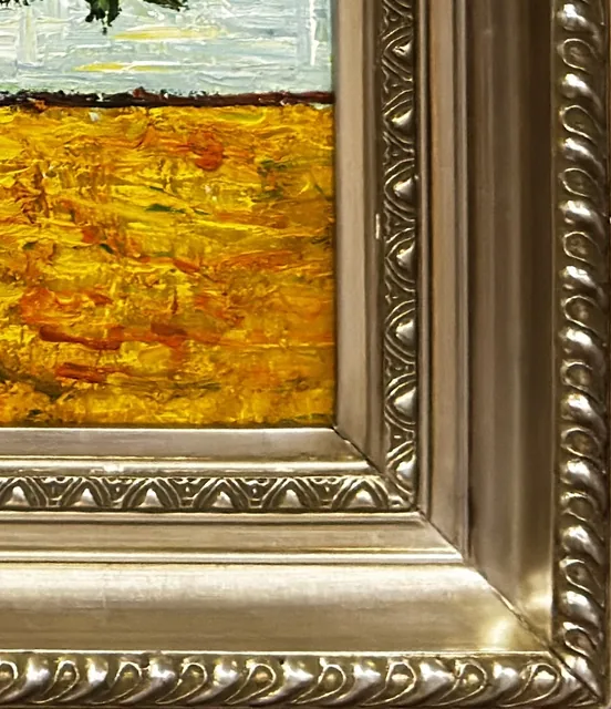 Hand-Painted Copy After Van Gogh Sunflowers, Signed, Framed - detail