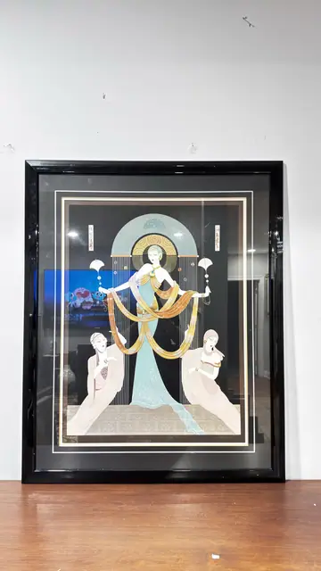 Art Deco Woman In A Pleated Kimono, Numbered Edition, Framed - detail
