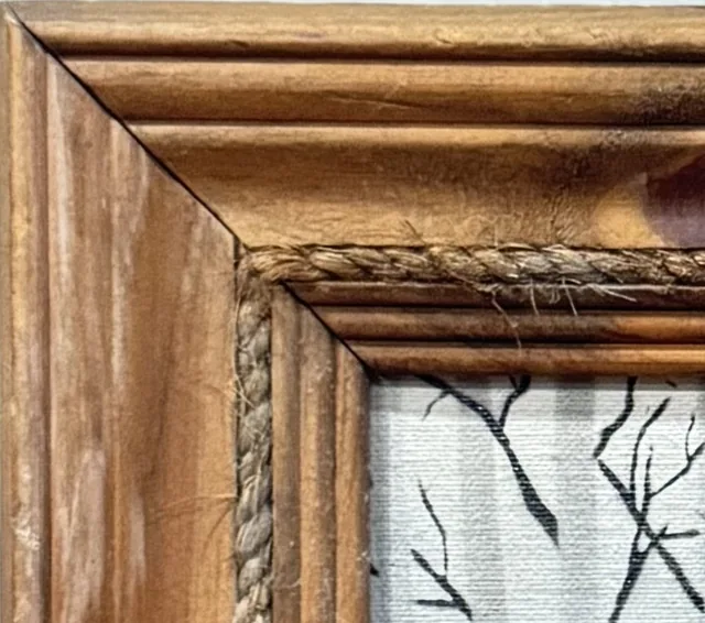 Naive Winter Scene with Buggy and Geese, Framed - detail