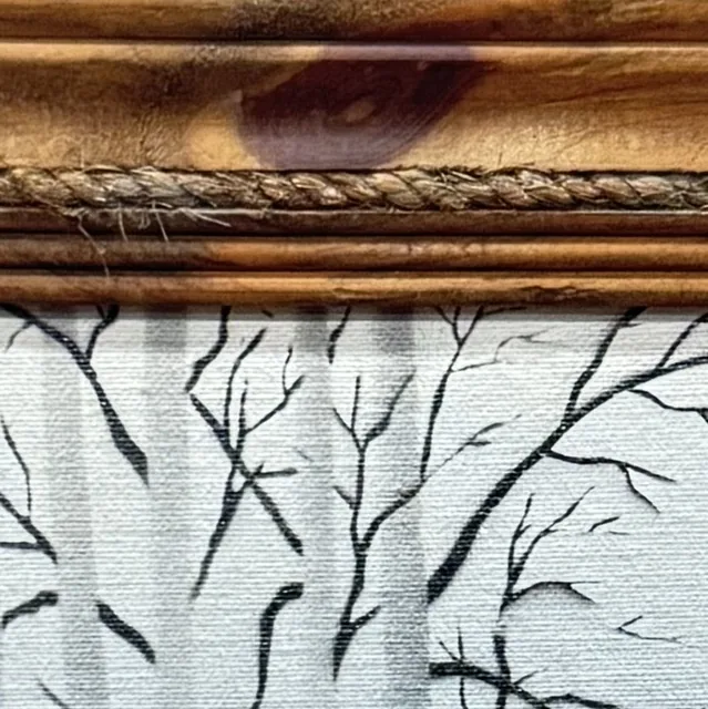 Naive Winter Scene with Buggy and Geese, Framed - detail