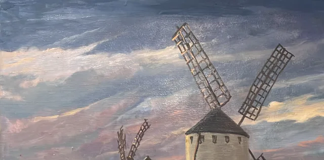 Don Quixote Charging the Windmills, Framed - detail