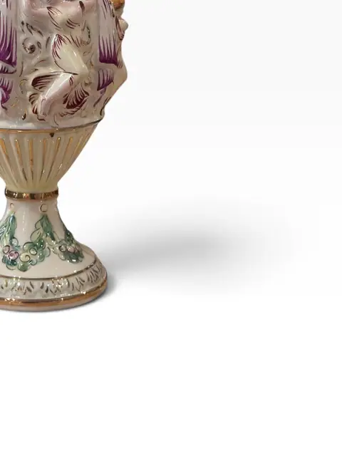 Italian Capodimonte-Style Porcelain Lidded Urn with Figural Relief Decoration - detail