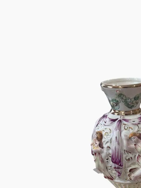 Italian Capodimonte-Style Porcelain Lidded Urn with Figural Relief Decoration - detail