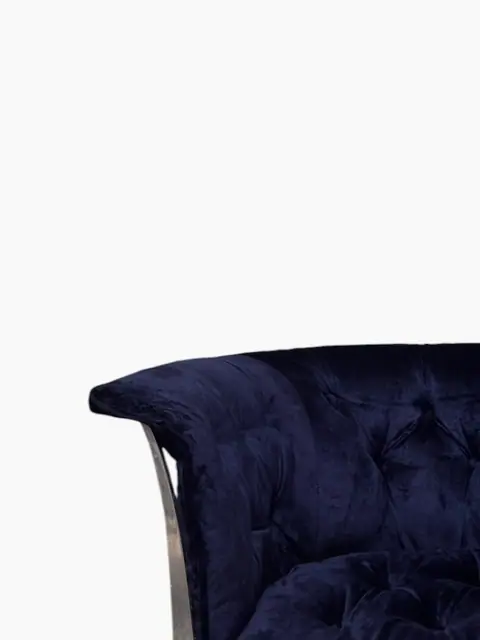 Italian Chrome and Velvet Swivel Lounge Chair in the Style of Gastone Rinaldi - detail