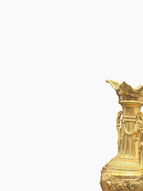 Italian-Style Gilt Bronze Urn with Putto Handles, 19th-Century Taste - detail