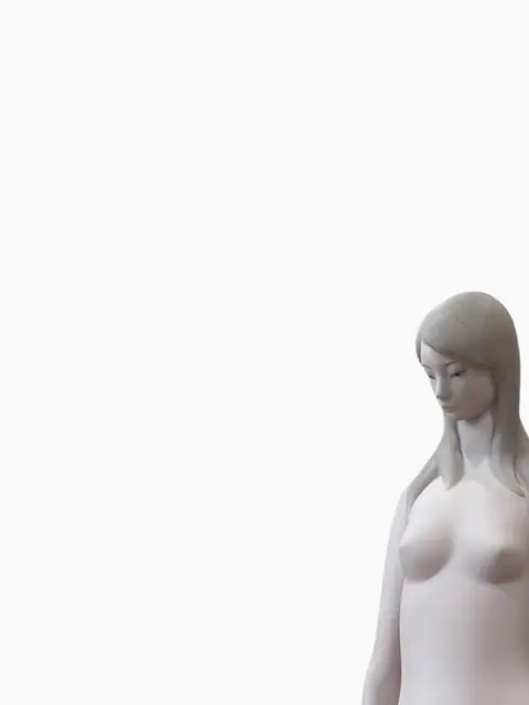 Matte Bisque Porcelain Standing Female Nude - detail