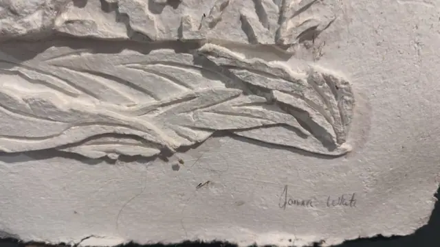 'Mayan Wall' - Handmade Paper Relief with Jaguars, Signed - detail