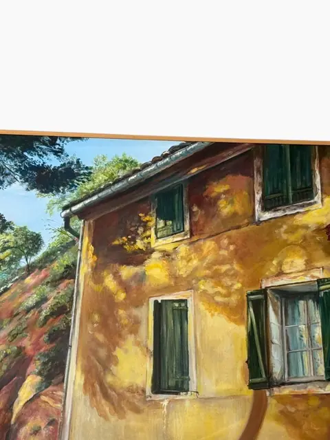 Mediterranean Farmhouse — Signed Oil, Framed - detail