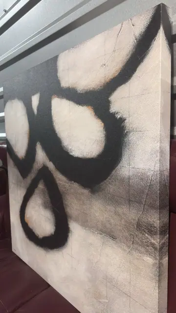 Monochrome Organic Abstract — Signed Canvas, Unframed - detail