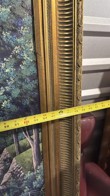 Moonlit Cliff Villa — Fantasy Nightscape in Gilt Frame - detail