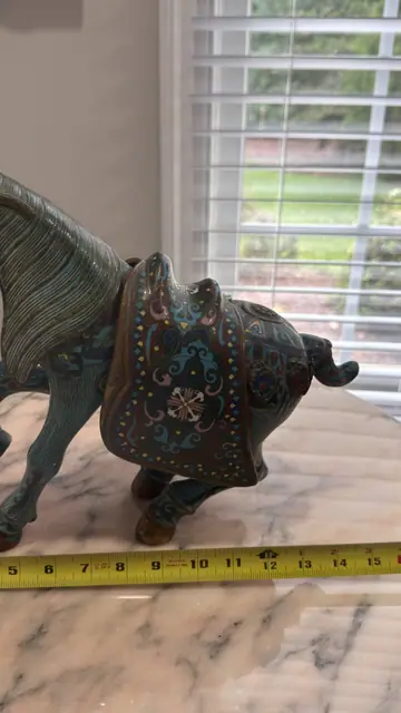 Pair of Chinese Cloisonné Enamel Tang-Style Horses - detail