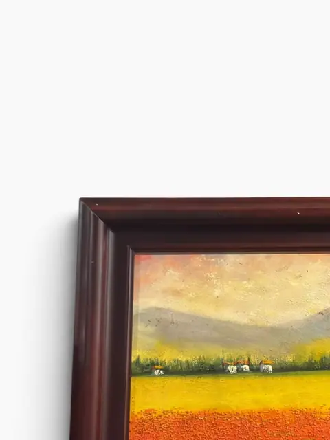 Poppy Meadow Sunset — Oil on Canvas, Signed - detail