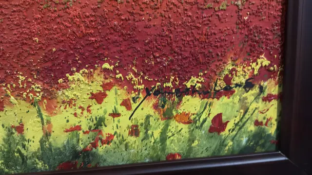 Poppy Meadow Sunset — Oil on Canvas, Signed - detail