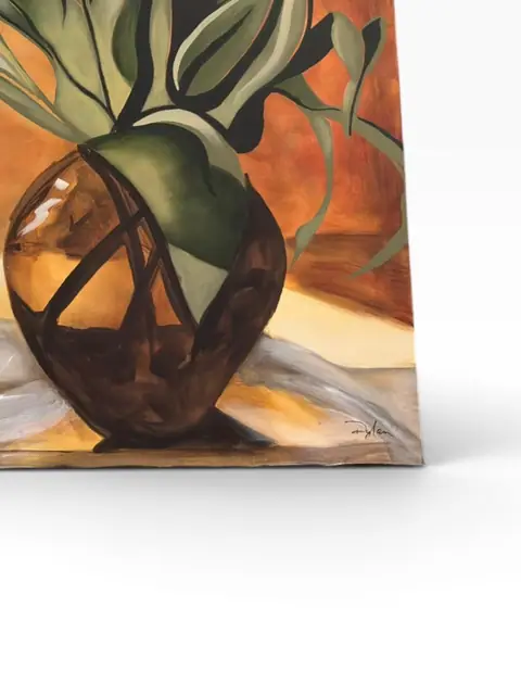 Red Tulips — Stylized Floral Canvas, Unframed - detail