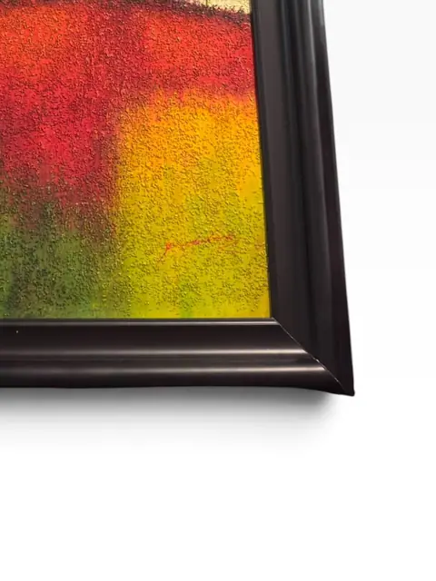 Scarlet Hill Landscape - Signed Textured Oil on Canvas, Framed - detail