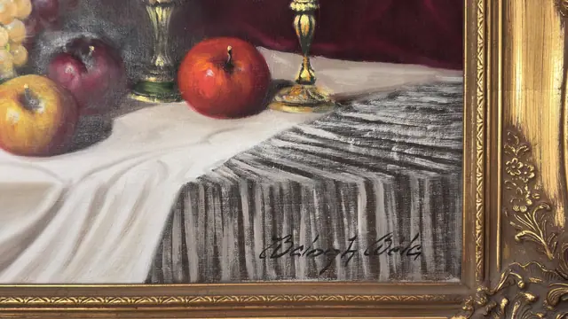 Still Life with Lilacs, Fruit and Silver Vessels - detail