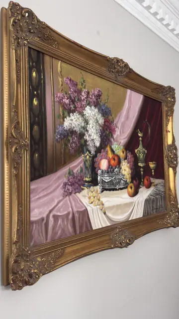 Still Life with Lilacs, Fruit and Silver Vessels - detail