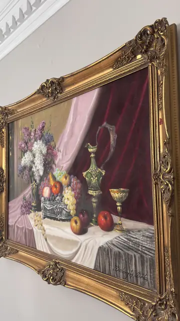 Still Life with Lilacs, Fruit and Silver Vessels - detail