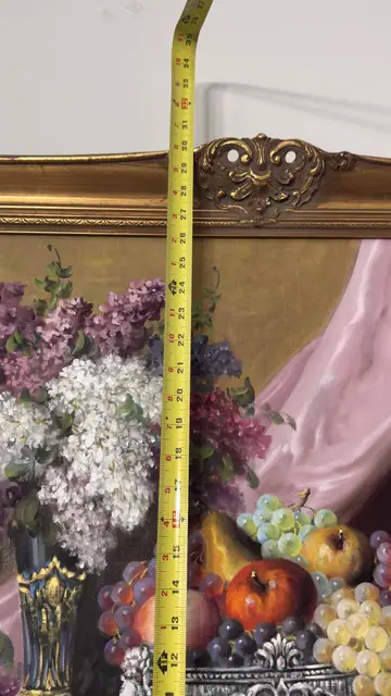 Still Life with Lilacs, Fruit and Silver Vessels - detail