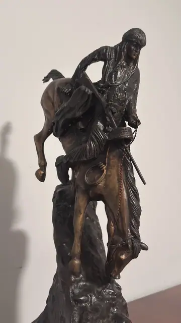 'The Mountain Man' Bronze Sculpture After Frederic Remington - detail