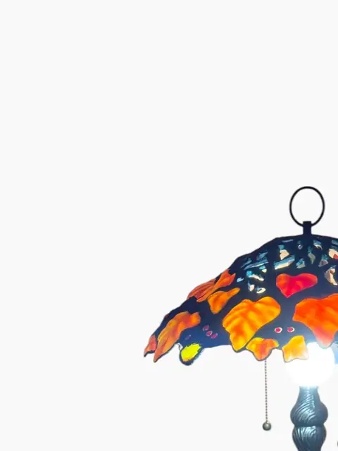 Tiffany-Style Autumn Leaves Stained-Glass Table Lamp - detail