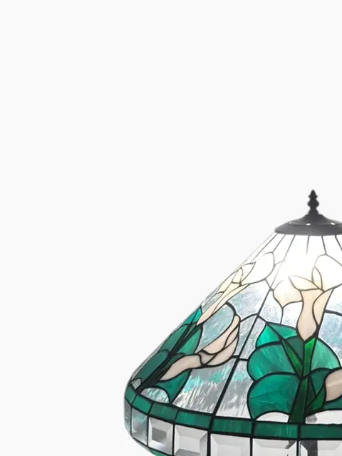 Tiffany-Style Calla Lily Stained-Glass Table Lamp - detail