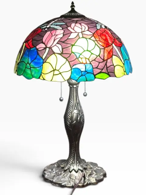 Tiffany-Style Floral Dome Table Lamp - detail