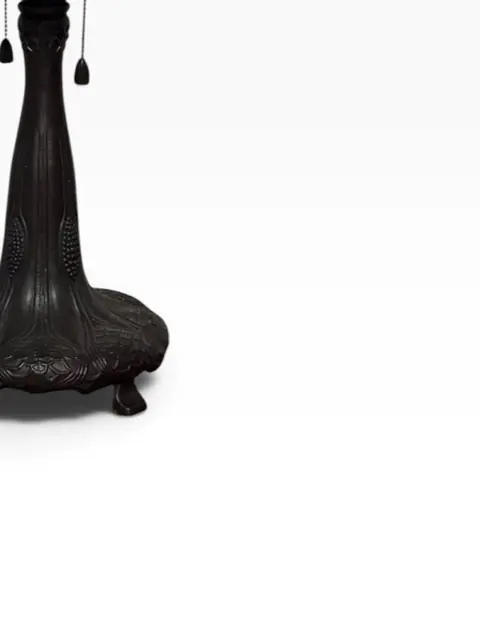 Tiffany-Style Floral Mission Table Lamp with Square Stained Glass Shade - detail