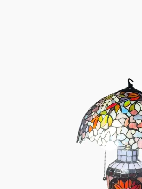 Tiffany-Style Floral Stained-Glass Table Lamp - detail