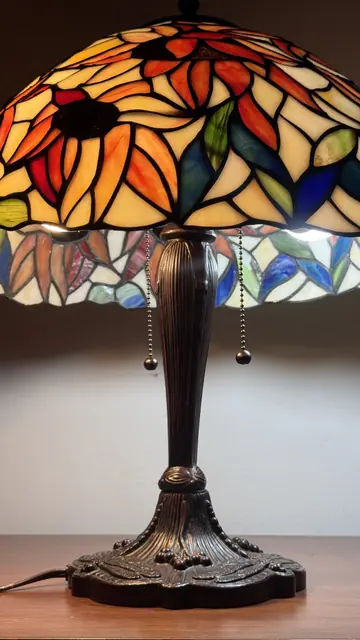 Tiffany-Style Floral Stained Glass Table Lamp - detail
