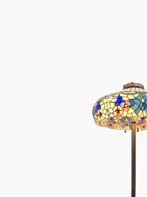 Tiffany-Style Jeweled Floral Floor Lamp - detail
