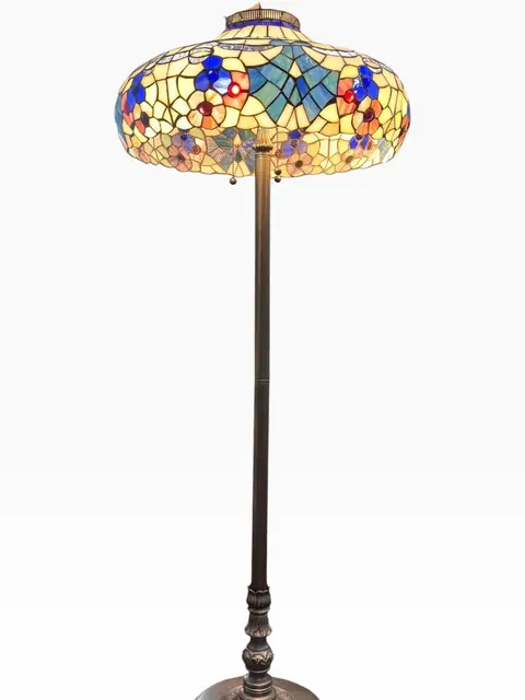 Tiffany-Style Jeweled Floral Floor Lamp - detail