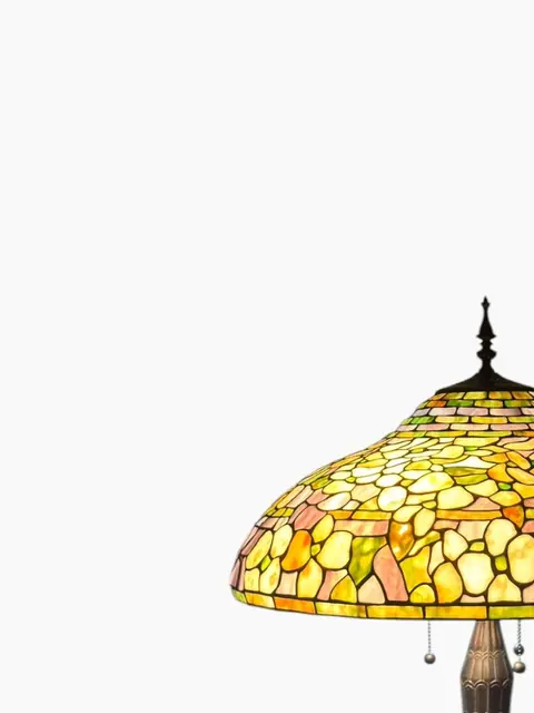 Tiffany-Style Laburnum Table Lamp with Yellow Floral Dome Shade - detail