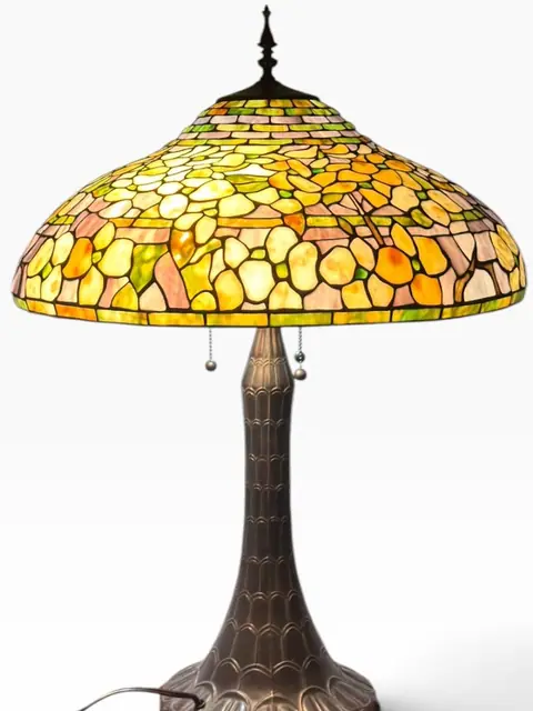 Tiffany-Style Laburnum Table Lamp with Yellow Floral Dome Shade - detail