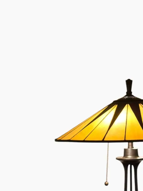 Tiffany-Style Mission 'Dark Star' Stained Glass Table Lamp - detail
