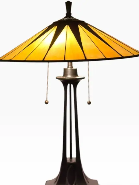 Tiffany-Style Mission 'Dark Star' Stained Glass Table Lamp - detail