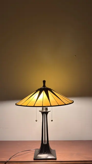 Tiffany-Style Mission 'Dark Star' Stained Glass Table Lamp - detail