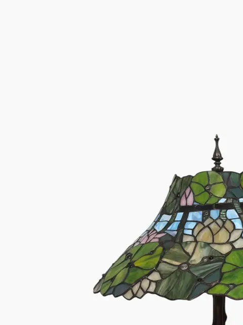 Tiffany-Style Pond Lily Stained Glass Table Lamp - detail