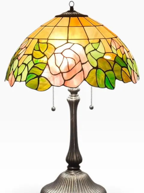 Tiffany-Style Rose Dome Table Lamp - detail