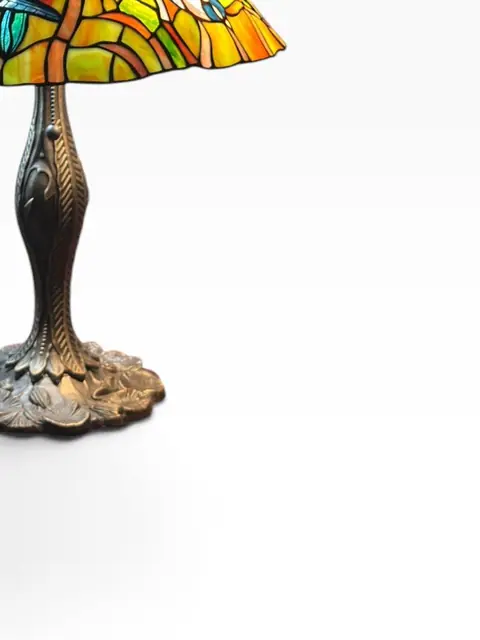 Tiffany-Style Stained-Glass Table Lamp with Swallows - detail