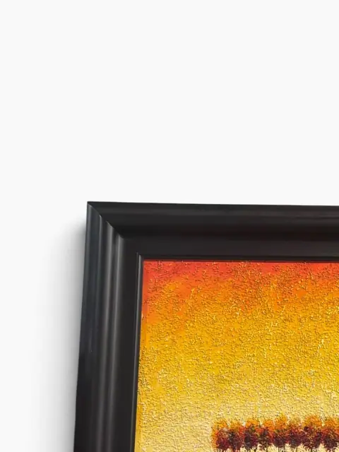 Treeline at Dusk — Signed Textured Oil on Canvas, Framed - detail